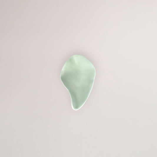 Handmade Limoges porcelain green starter spoon