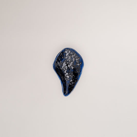 Handmade Limoges porcelain silver blue starter spoon