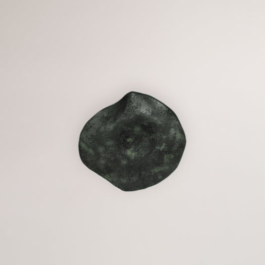 Handmade Limoges porcelain grey and green small plate