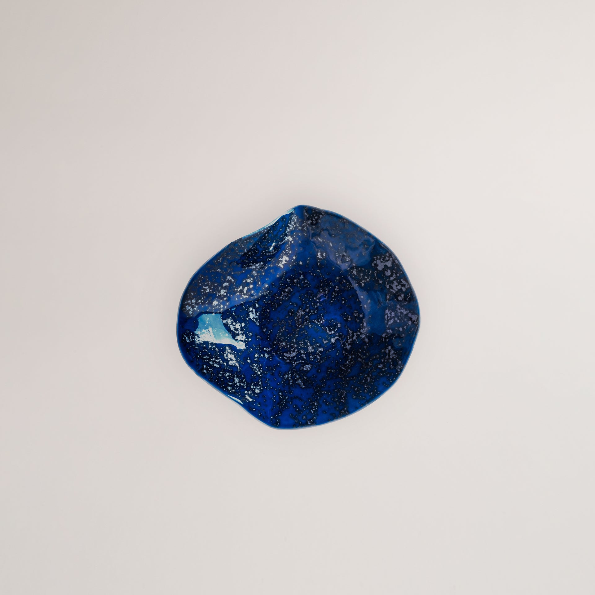 Handmade Limoges porcelain silver blue small plate