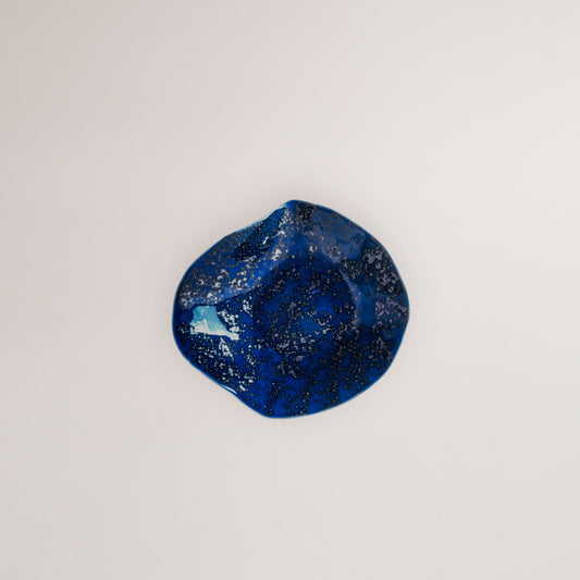 Handmade Limoges porcelain silver blue small plate