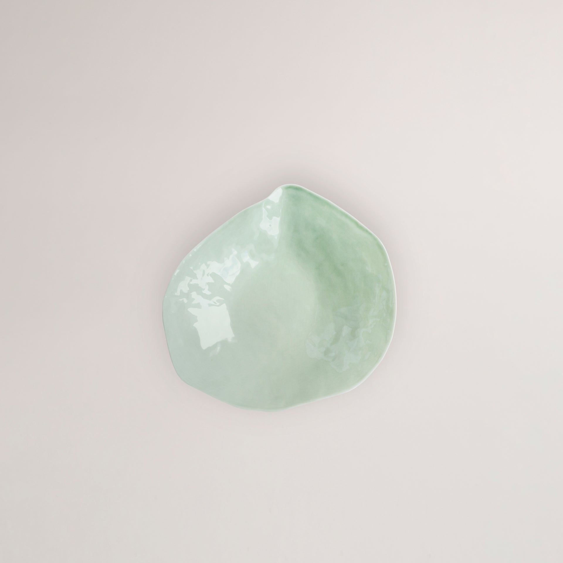 Handmade Limoges porcelain green large dinner plate