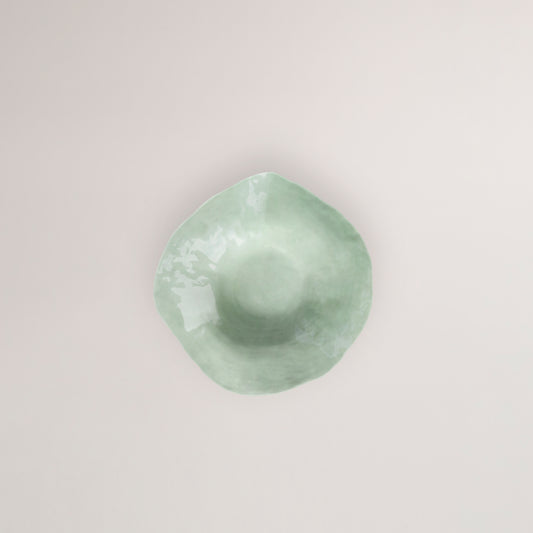 Handmade Limoges porcelain green deep dinner plate