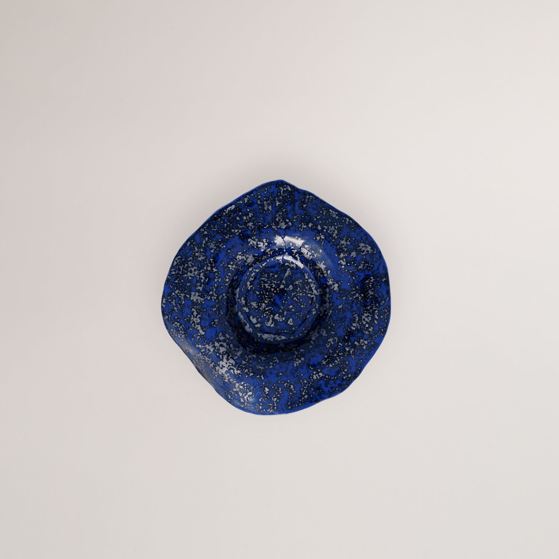 Handmade Limoges porcelain silver blue deep dinner plate