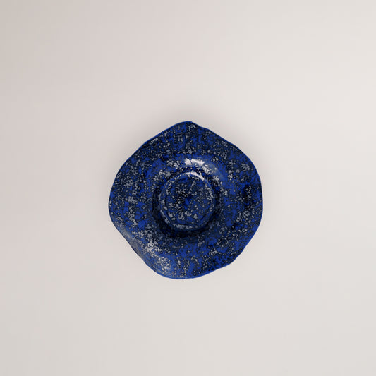 Handmade Limoges porcelain silver blue deep dinner plate