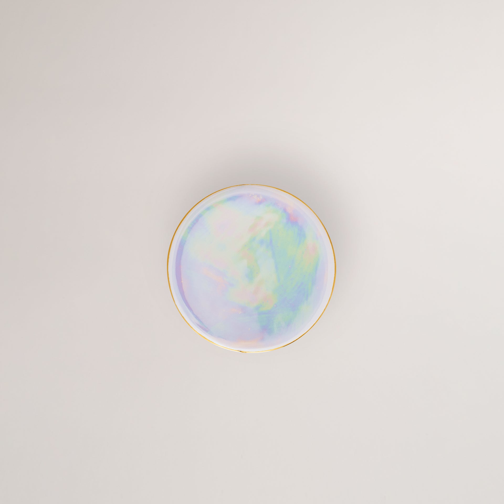 Handmade Limoges porcelain pearlescent elevated bowl