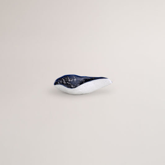 Handmade Limoges porcelain silver blue starter spoon