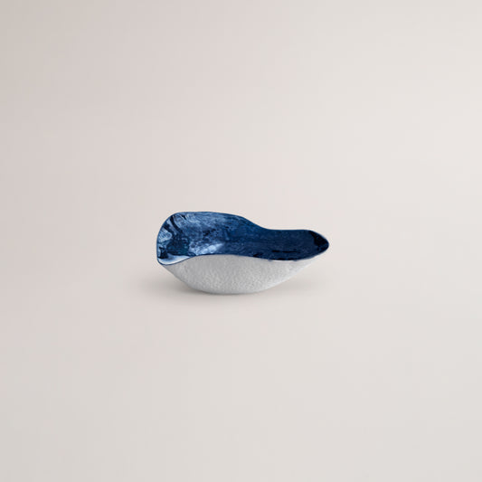Handmade Limoges porcelain blue side bowl