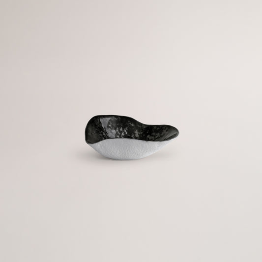 Handmade Limoges porcelain black side bowl