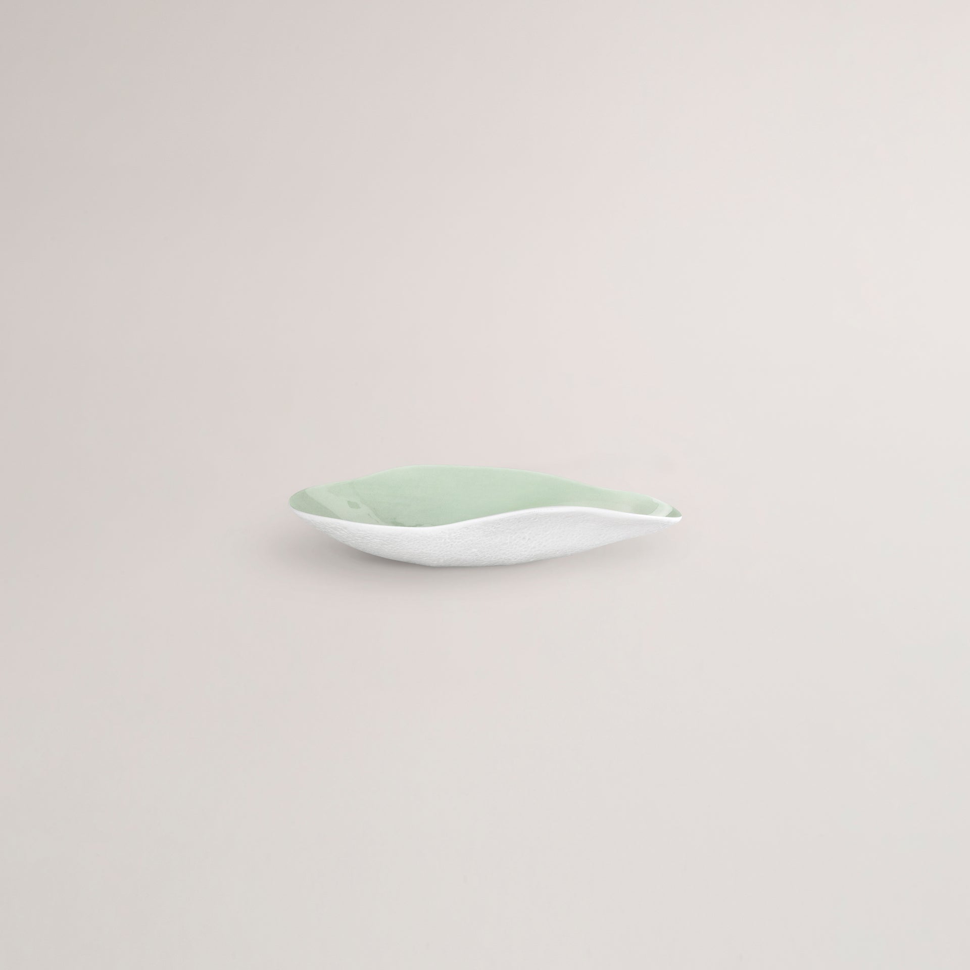 Handmade Limoges porcelain green side bowl