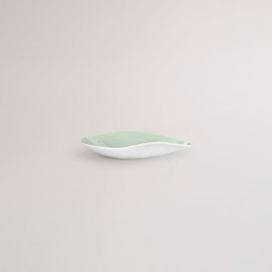 Handmade Limoges porcelain green side bowl