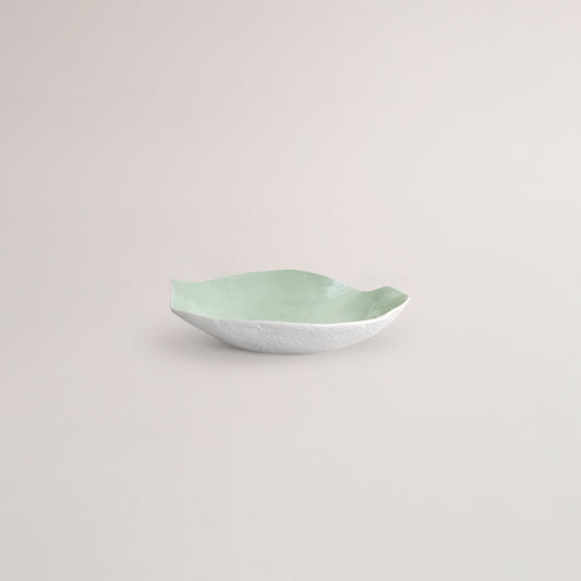 Handmade Limoges porcelain green small plate