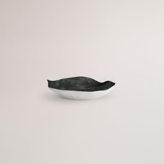 Handmade Limoges porcelain grey and green small plate
