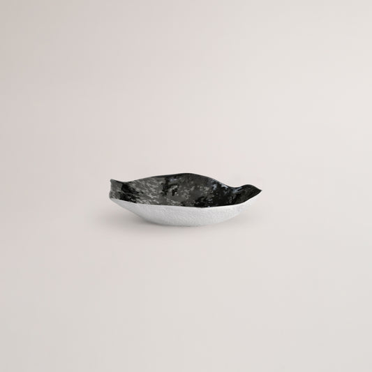 Handmade Limoges porcelain black small plate
