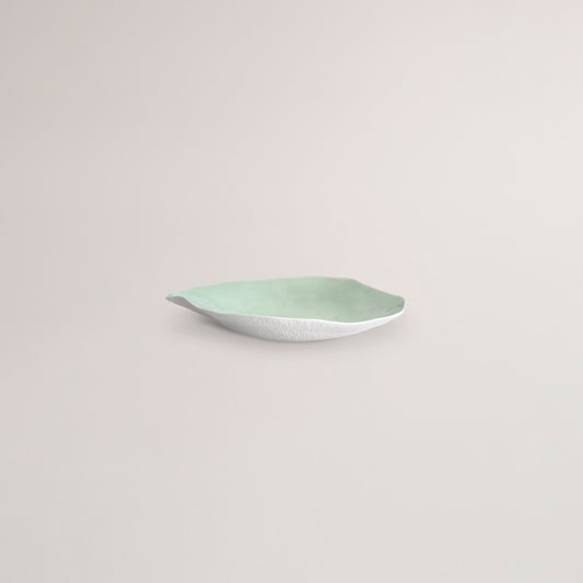 Handmade Limoges porcelain green large dinner plate
