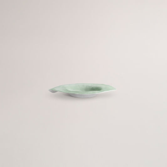 Handmade Limoges porcelain green deep dinner plate