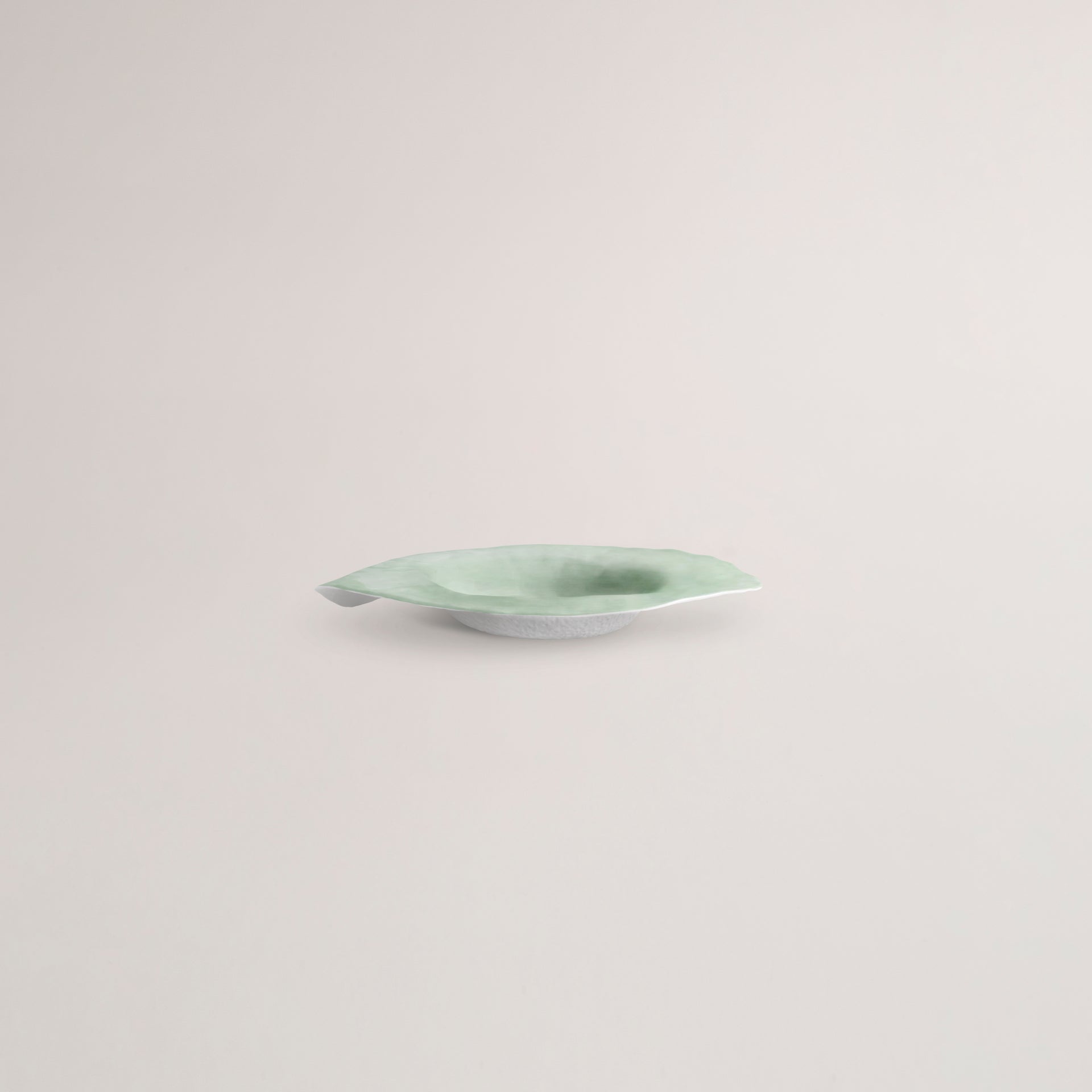 Handmade Limoges porcelain green deep dinner plate
