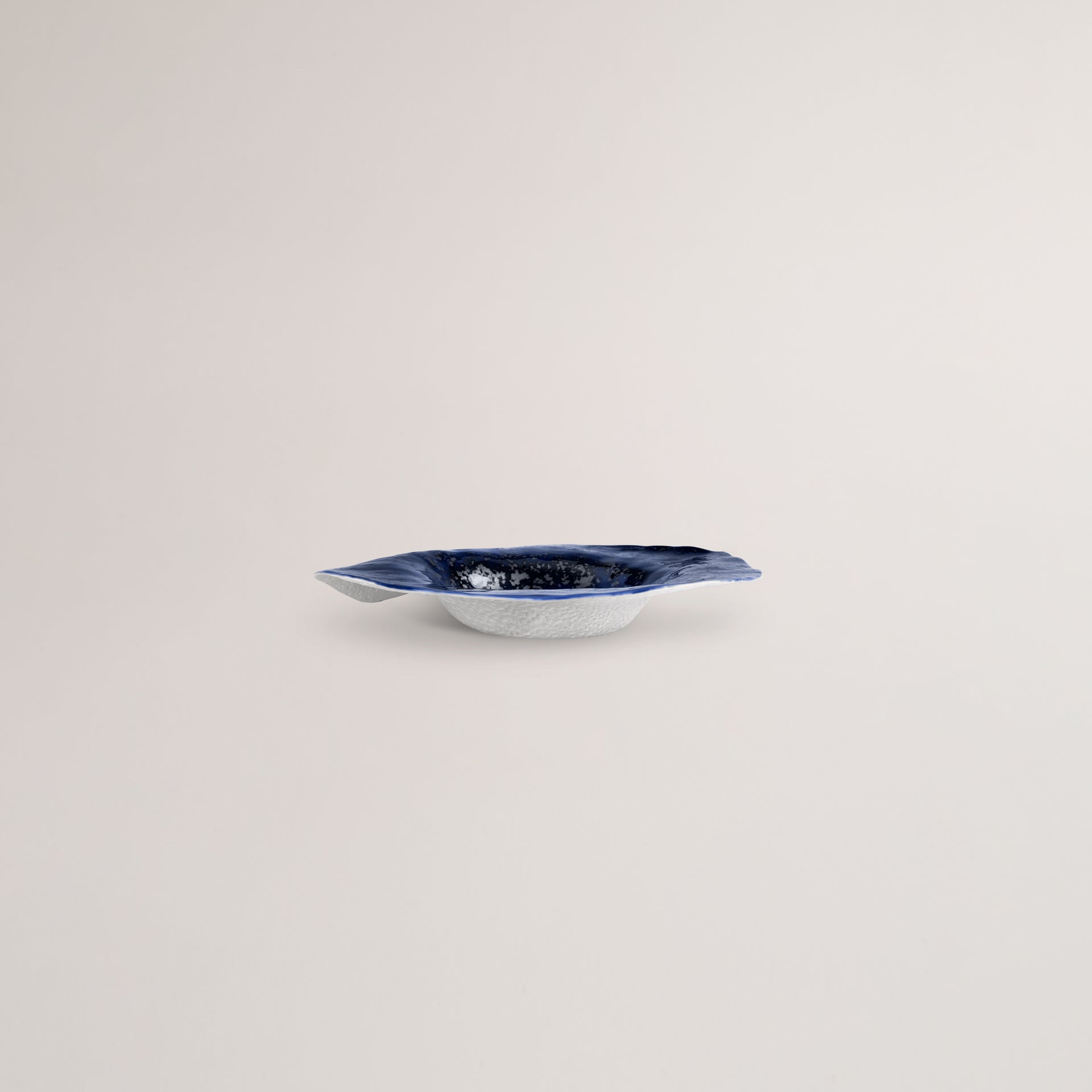 Handmade Limoges porcelain silver blue deep dinner plate