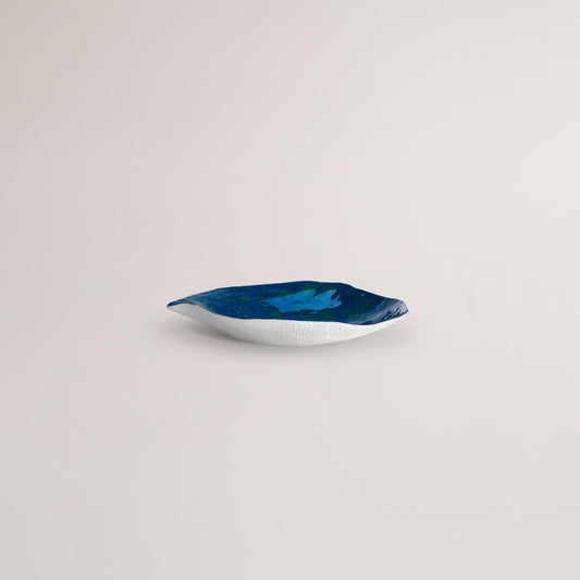 Handmade Limoges porcelain blue dinner plate
