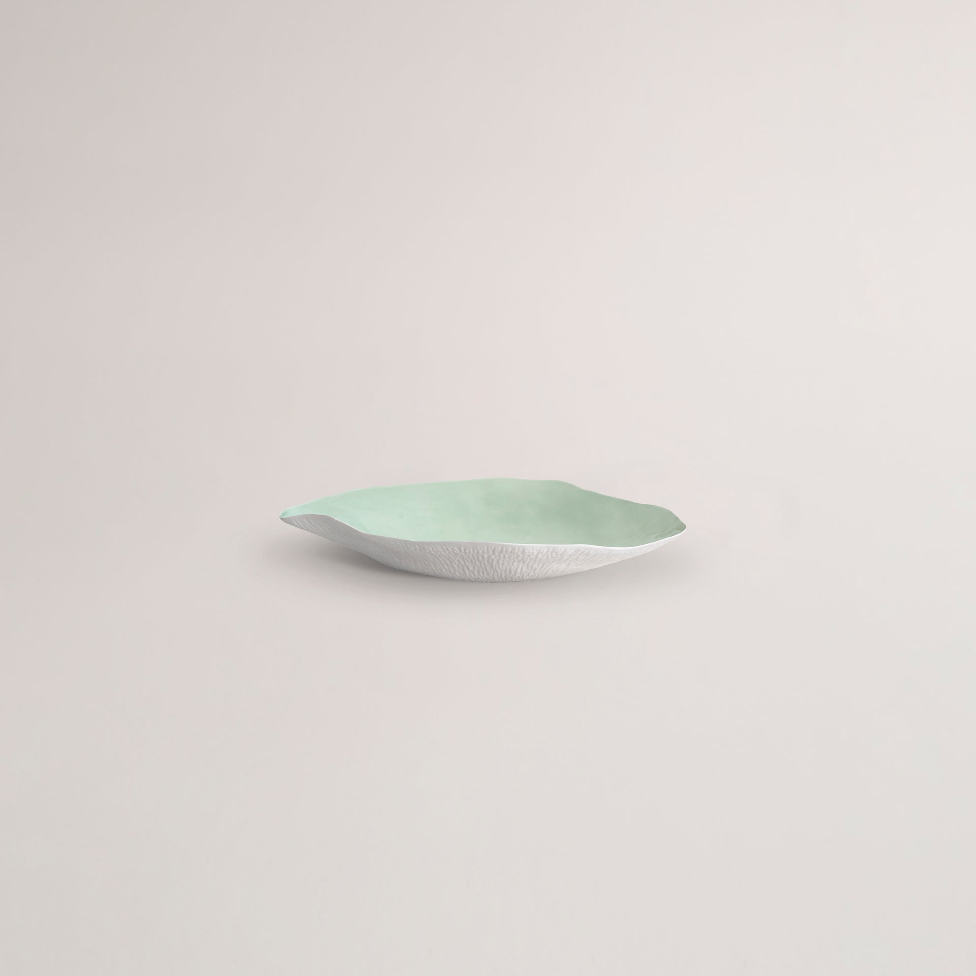 Handmade Limoges porcelain green dinner plate