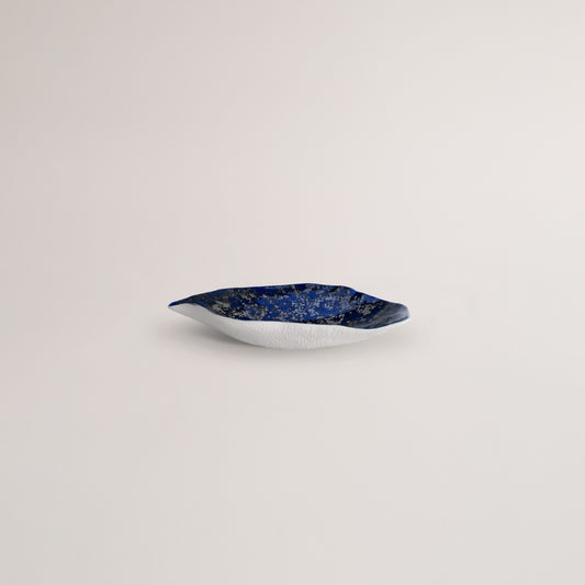 Handmade Limoges porcelain silver blue dinner plate