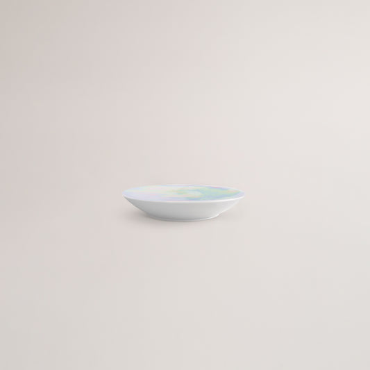 Handmade Limoges porcelain pearlescent elevated bowl