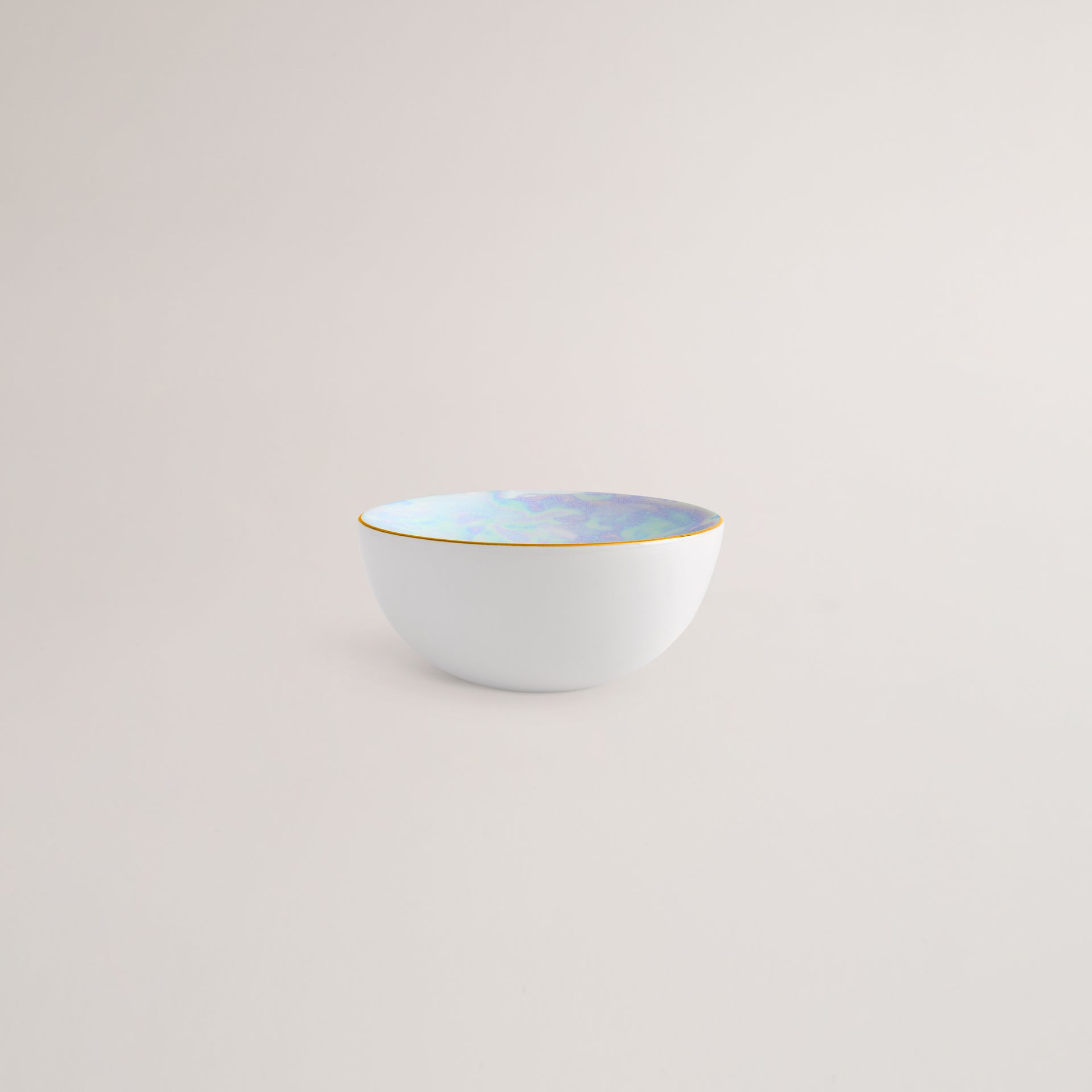 Handmade Limoges porcelain pearlescent elevated bowl